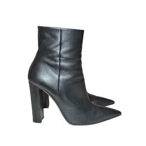 GIANVITO ROSSI Black Leather Pointed Toe Heels Ankle Boots Size 40.5 Italy